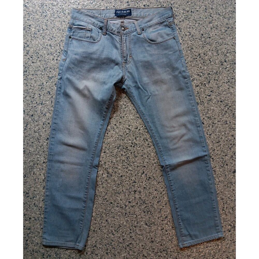 Pull & Bear Solid Light Washed Blue Denim Jeans Straight Leg Womens Size 30